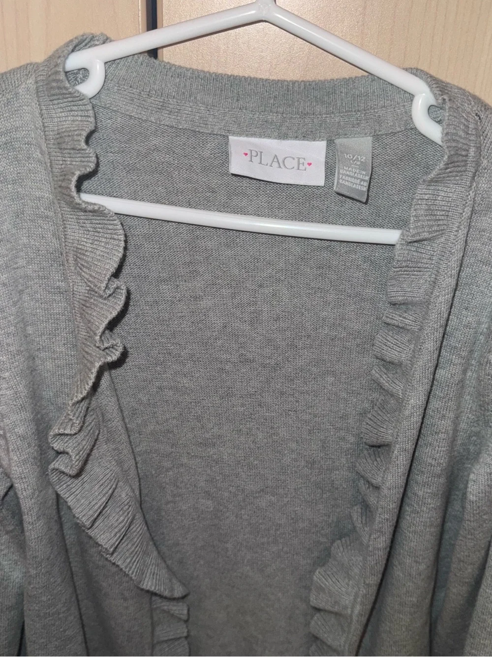 The Children’s Place Girls Gray Ruffle Open Front Cardigan Size 10/12